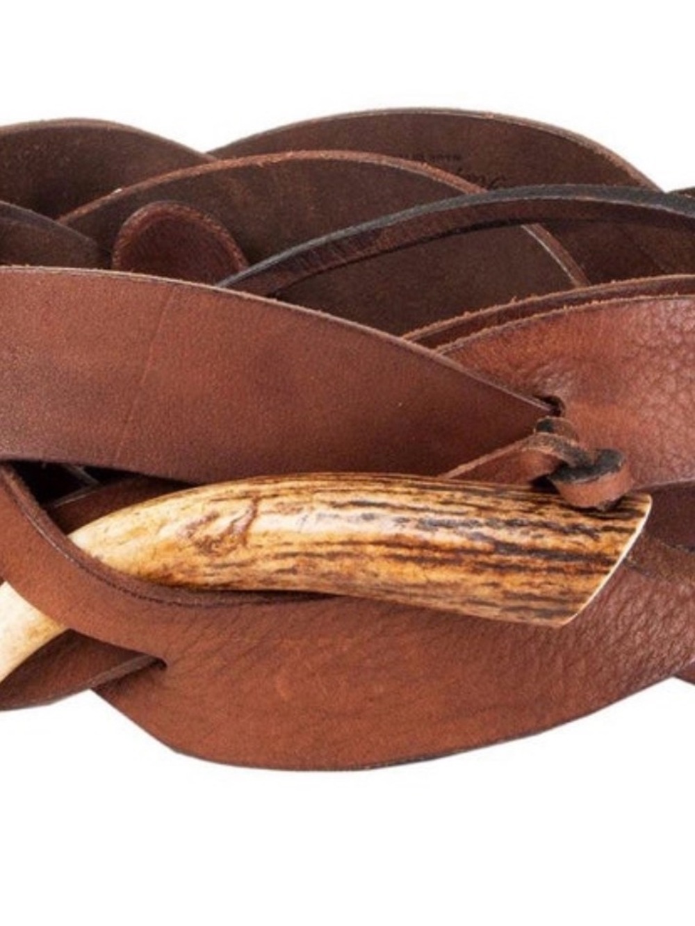 Ralph Lauren Braided horn  Leather Belt in Dark Brown. Large